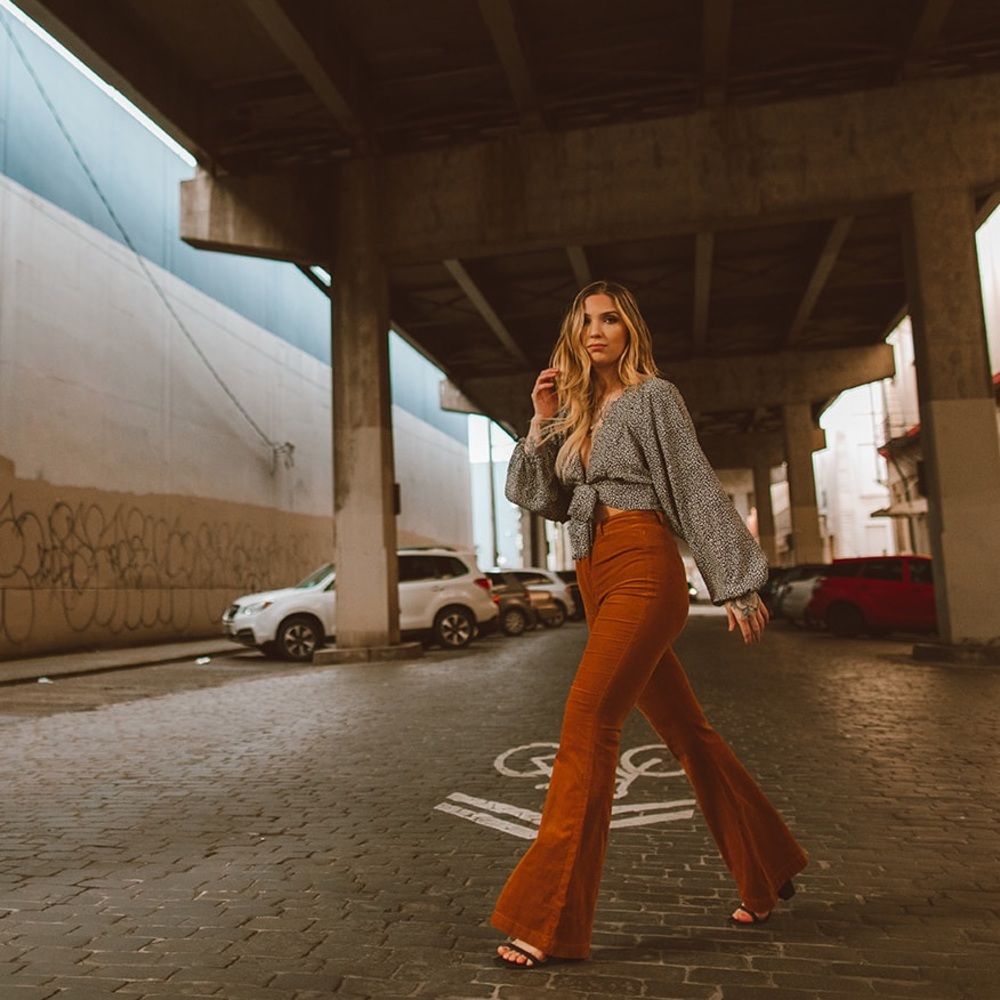 Corduroy flare leg pant